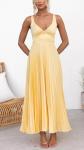 QIAGE Yellow Bridesmaid Dresses Long Satin Flowy Prom Dress Maxi Formal Dresses for Women 0