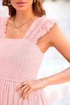 PRETTYGARDEN Women's Summer Midi Tulle Dress Sleeveless Smocked Square Neck Ruffle Flowy Party Wedding Guest Sundress (Light Pink,X-Large)