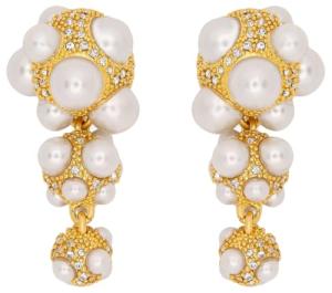 Oscar De La Renta, Pearl Pavé Cluster Drop Earrings, Pearl
