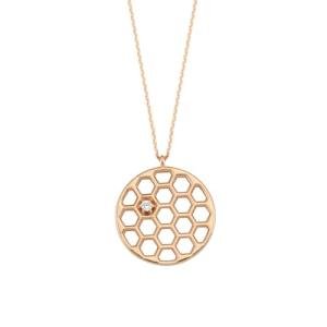 Honeycomb 14k Rose Gold Necklace, KL25030