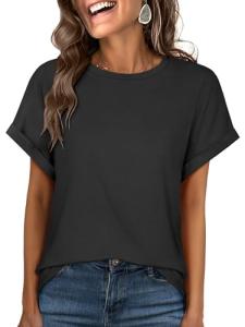 ANRABESS Oversized Tshirts for Women Summer Tops Short Sleeve Casual Loose Basic Tee Shirt Cute Outfits 2025 Trendy Clothes Black X-Large