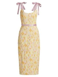 Markarian, Acacia Daisy Brocade Midi-Dress, 8, Yellow Multi