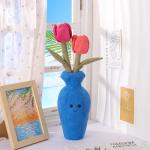 Apricot Lamb Plush Tulips in Potted Vase