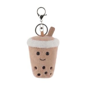 Cute Apricot Lamb Boba Tea Plush Keychain
