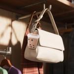 Cute Apricot Lamb Boba Tea Plush Keychain