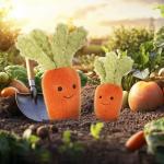 Apricot Lamb Plush Toy with Stuffed Carrot