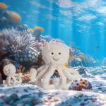 Beige Octopus Plush Toy - Soft Sea Animal