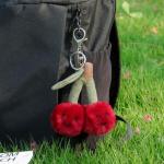 Cute Apricot Lamb Cherry Plush Keychain Toy