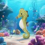 Soft Cuddly Green Sea Horse Plush Toy