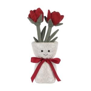 Apricot Lamb Plush Vase with Soft Flowers