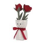 Apricot Lamb Plush Vase with Soft Flowers