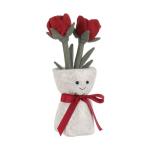 Apricot Lamb Plush Vase with Soft Flowers