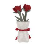 Apricot Lamb Plush Vase with Soft Flowers