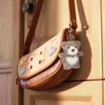 Cute Apricot Lamb Plush Keychain for Kids