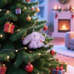 Cute Purple Bunny Plush Keychain for Kids