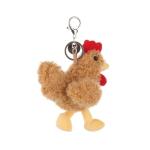 Cute Apricot Lamb Rooster Plush Keychain for Kids