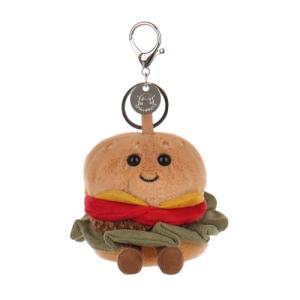 Cute Apricot Lamb Burger Plush Keychain for Kids