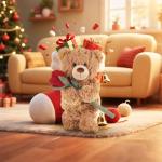 Apricot Lamb Plush Teddy Bear with Roses 8