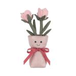 Apricot Lamb Plush Toy with Pink Rose Vase