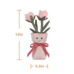 Apricot Lamb Plush Toy with Pink Rose Vase