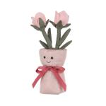 Apricot Lamb Plush Toy with Pink Rose Vase