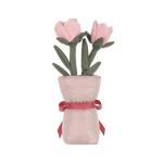 Apricot Lamb Plush Toy with Pink Rose Vase