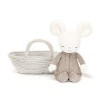 Jellycat Rock-a-Bye Mouse Plush Toy with Basket