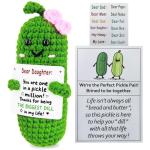 Cute Crochet Pickle Plush with Thank You Card & Stickers