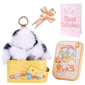 Soft Plush Bunny Keychain with Wish Card