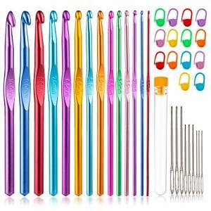 Colorful Ergonomic Crochet Hooks Set, 14 Sizes