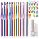Colorful Ergonomic Crochet Hooks Set, 14 Sizes