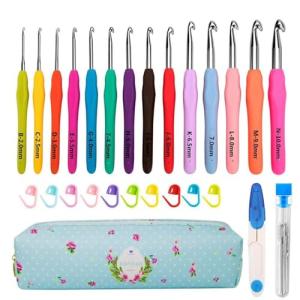 Ergonomic Crochet Hooks Set with Case, 14 Sizes