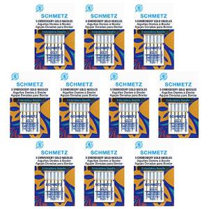 Schmetz Gold Titanium Coated Embroidery Needles, 10-Pack