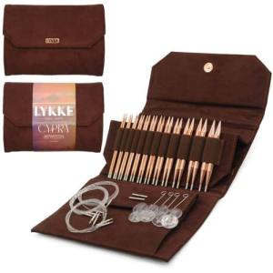 Cypra Interchangeable Needle Set in Brown Suede