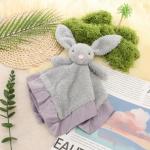 Gray Bunny Rabbit Plush Security Blanket for Infants
