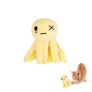 Interactive Yellow Octopus Plush Toy for Cats
