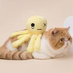 Interactive Yellow Octopus Plush Toy for Cats