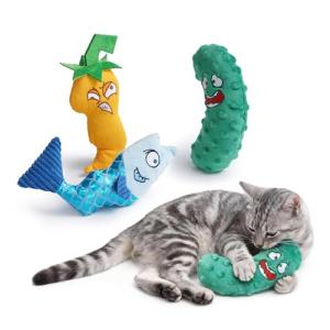 Catnip Plush Toys Set: Fish, Chili, Cucumber