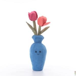 Apricot Lamb Plush Tulips in Potted Vase