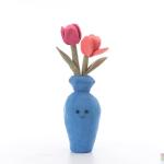 Apricot Lamb Plush Tulips in Potted Vase