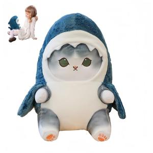Adorable Grey Shark Cat Plush Doll 25CM