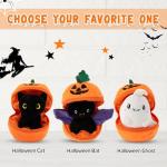Halloween Pumpkin & Spooky Black Cat Plush Toy