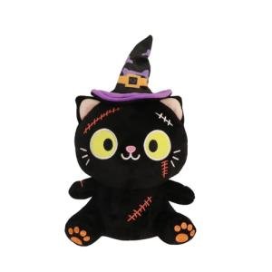 Halloween Black Cat Plush Toy with Hat