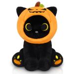 Halloween Pumpkin Black Cat Plush Toy 8 inches
