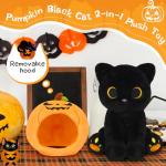 Halloween Pumpkin Black Cat Plush Toy 8 inches