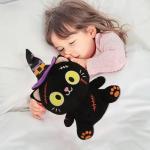 Halloween Black Cat Plush Toy with Hat