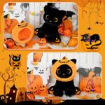 Halloween Pumpkin Black Cat Plush Toy 8 inches
