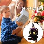 Halloween Black Cat Plush Toy with Hat