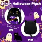 Cute 8in Halloween Black Cat Plush Toy