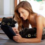 Cute Black Cat Plush Pillow - 13 Inch Kawaii Toy